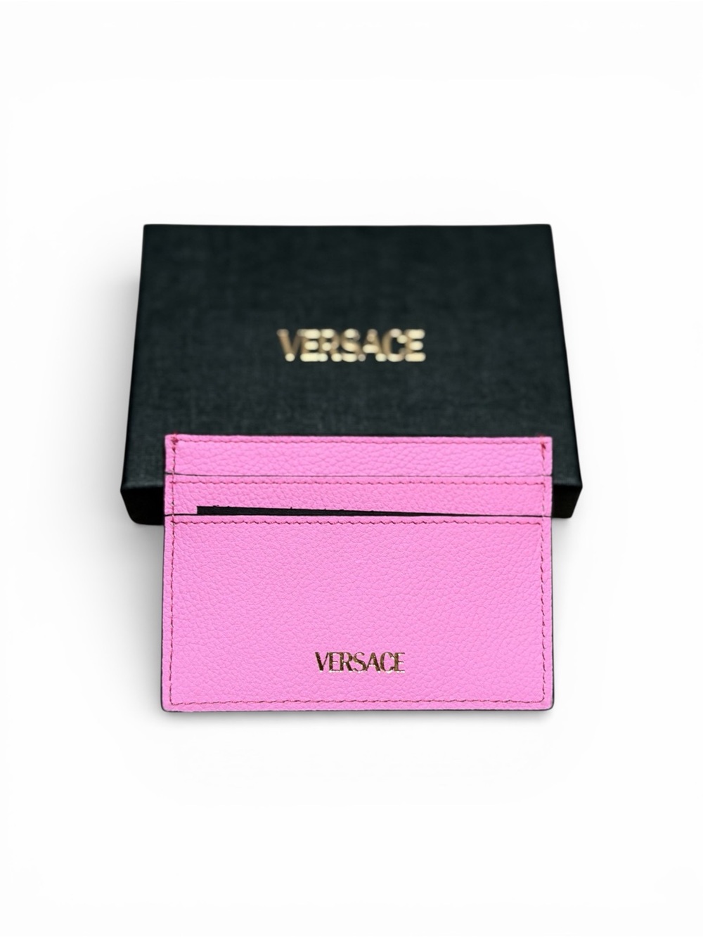 Versace Pink Leather Card Sleeve with Gold Medusa - Picture 2 of 2